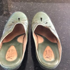 Pretty green slip on shoes